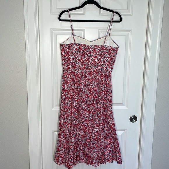 J.Crew Ruffle Hem Midi Dress Sz 0 Tall Liberty of London Floral Wiltshire Berry - Picture 11 of 17
